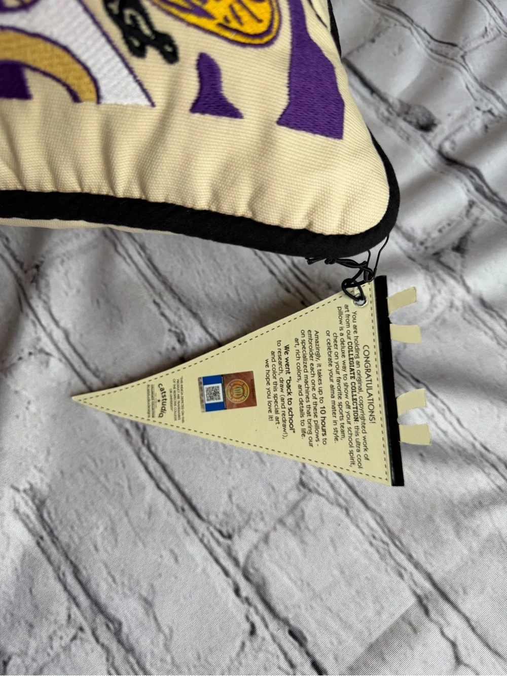LSU Pillow Louisiana State University Embroidered Decorative Throw Pillow New